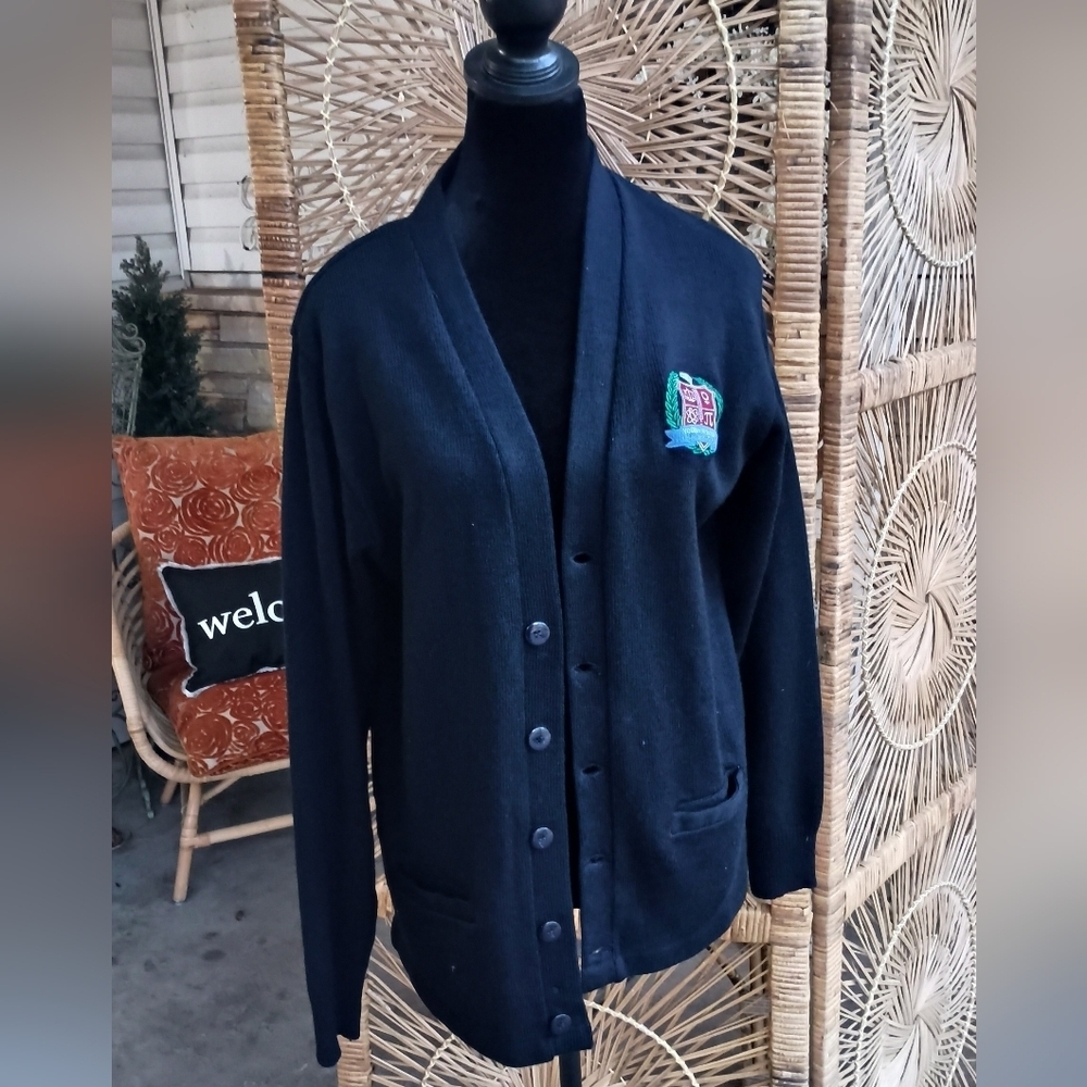 Vintage A+ School Blue Button-Up Cardigan_Med